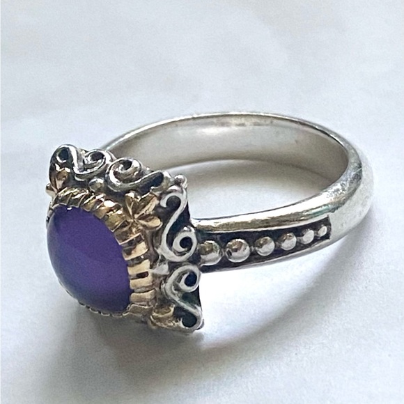 Konstantino Sterling Silver and 18K Gold Amethyst Cabochon Ring - Picture 3 of 12